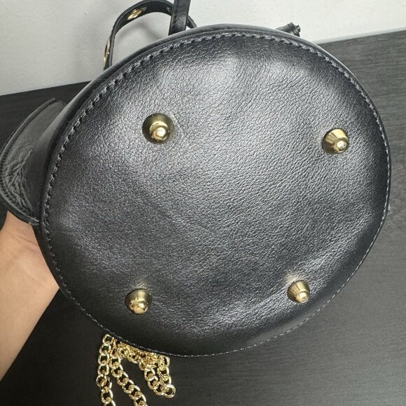 HOUSE OF HARLOW‎ 1960 100% Leather Bucket Drawstring Bag Eyelets - Picture 7 of 10